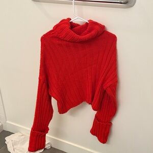 Topshop Vibrant Red Cowl Neck Sweater